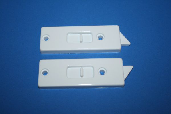 White Tilt Latch Set  3 7/16" x 1 3/16" V2800
