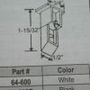 Sash Cam 64-600 White 1 15/32" x 1/2" - Image 2
