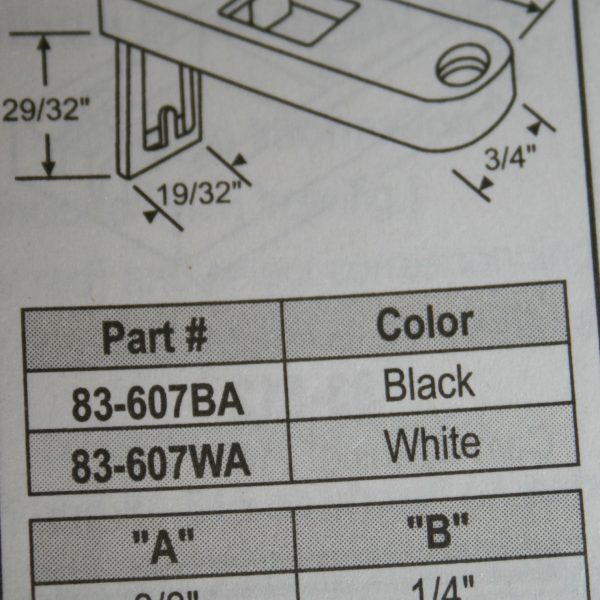 Keller Tilt Latch Set 2 9/32" x 3/4" Black or White 83607