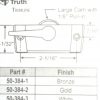 Truth Sweep lock 50-384 Zinc Die Cast in White, Bronze or Gold - Image 2