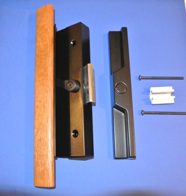 Rollyson Patio Door Handle 13-258 Black Finish with Wood Handle