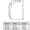 Pella Casement Handle 34-115 White or Champagne 4" - Image 3