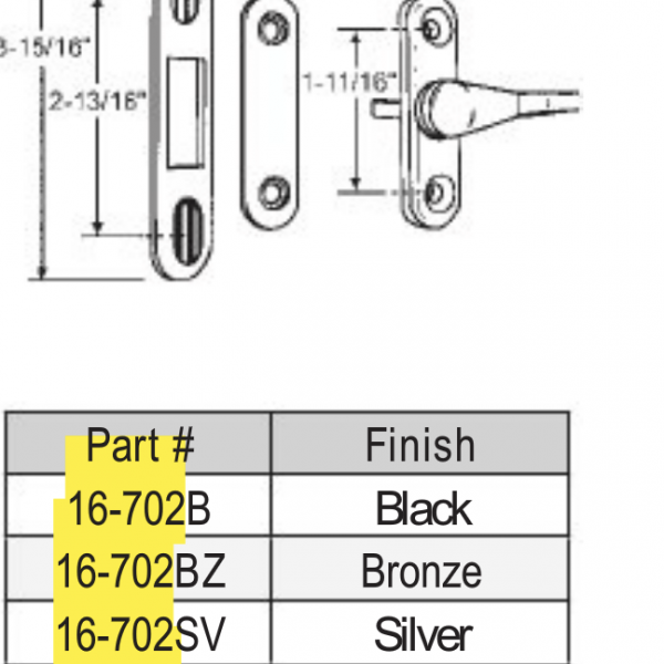PGT Door Thumb Turn kit 16702