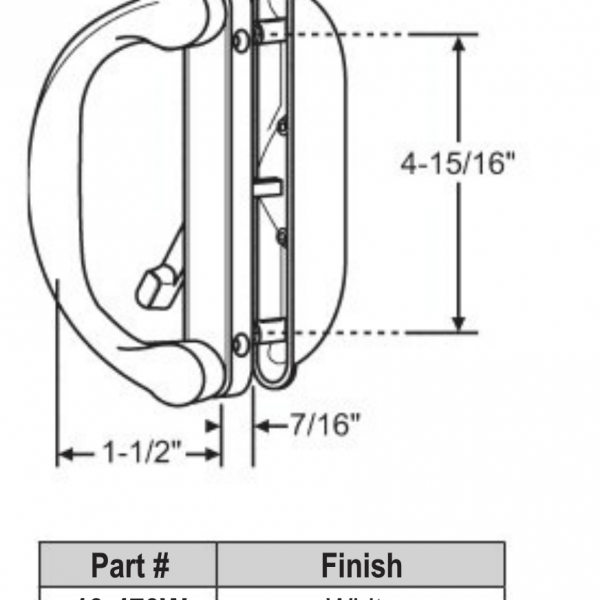 Milgard Patio Door Handle 13473 White or Bronze