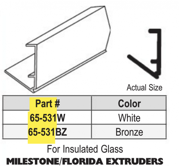 Milestone / Florida Extruders Insulated Glass Glazing Bead 65-531 White